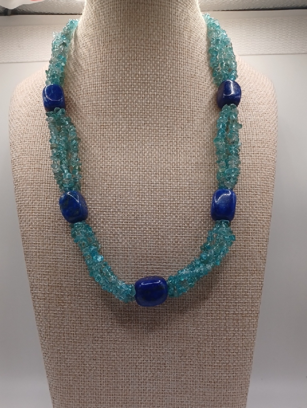 Jay King DRT 925 Blue Apatite Chip and Lapis Bead Necklace - Picture 4 of 6